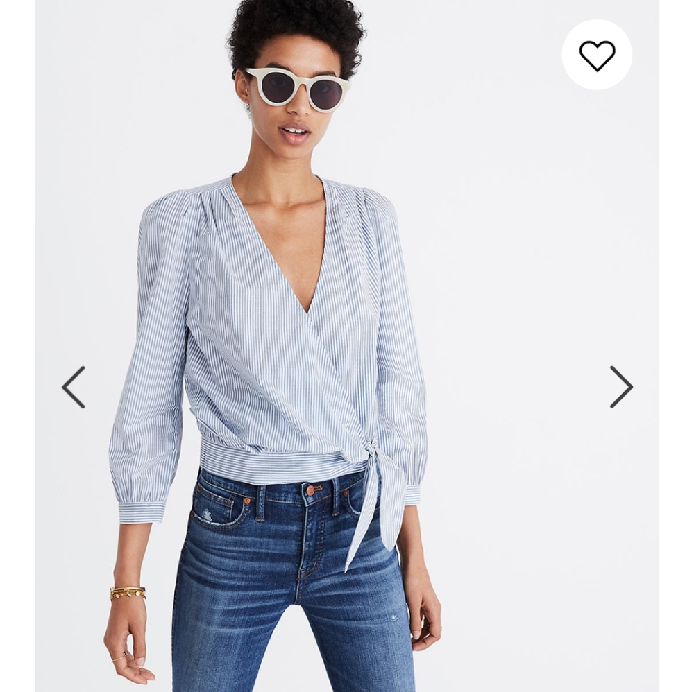 Madewell blue and white stripe tie shirt